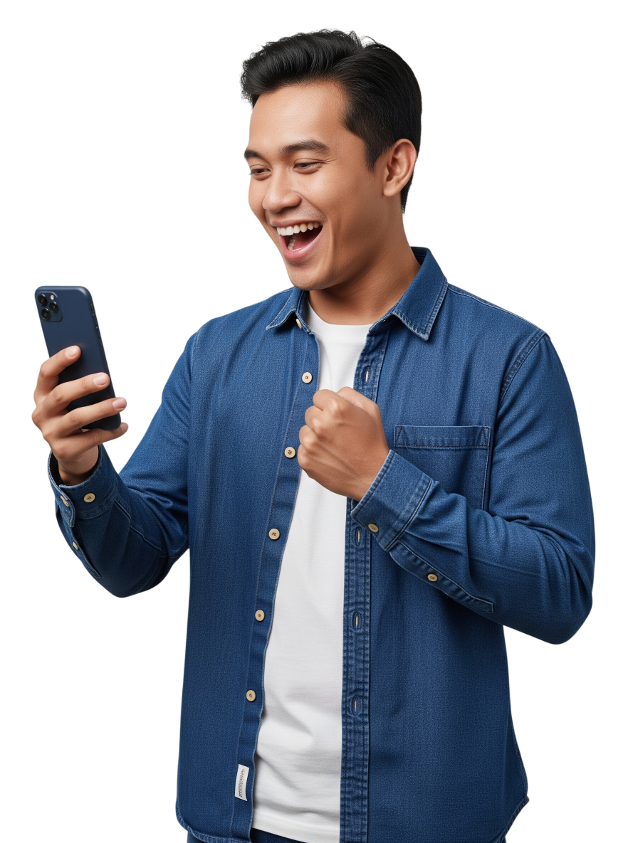 Happy businessman with website success